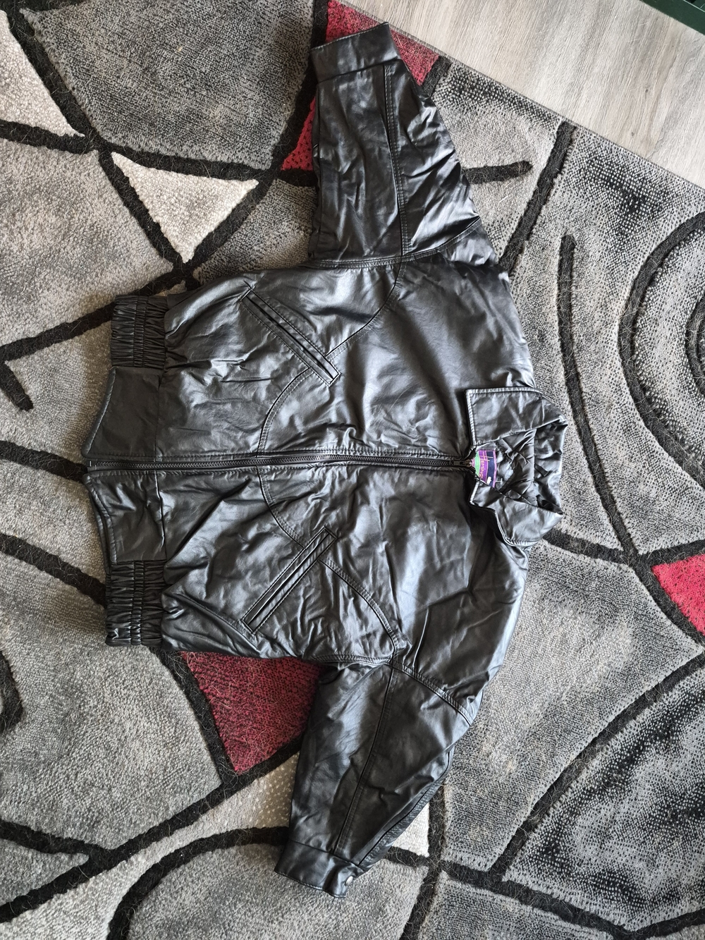 Heminway Collection Black Faux Leather Bomber Jacket